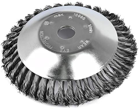 195mm Knotted Wire Grass Trimmer Cutter Head, Metal Lawn Mower Weeding Tray, for Garden Lawn Overgrown Area (Bore Diameter 25.4mm)