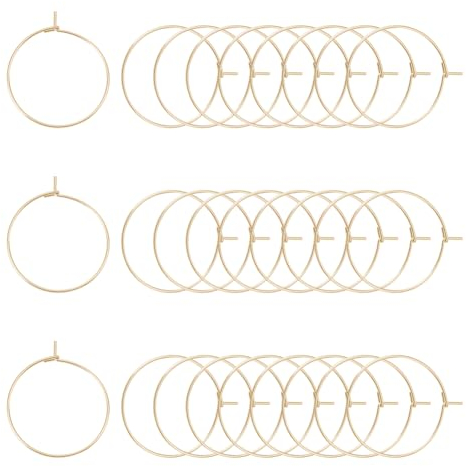 UNICRAFTALE 50 Stk DIY Ohrringe Golden 304 Edelstahl Weinglas Charms Ringe Hypoallergene Creolen Rohlinge Ohrring Bastel Zubehör Metall Weinglasringe Marker für Ohrring Schmuckherstellung Partyzubehör