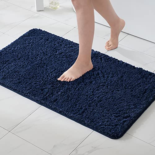 MIULEE Badematte Weiche Badteppich rutschfest Badvorleger Fußmatte Badzimmermatte Bettvorleger Flauschig Teppich Badezimmerteppich Duschmatte für Bade & Wohnzimmer Schlafzimmer 40x60 cm Dunkelblau