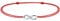 J.Endéar Infinity Fußkettchen Damen Mädchen Silber 925 Handarbeit Kordel Armband Liebe Freundschaft Geschenk 34cm verstellbar, Rot