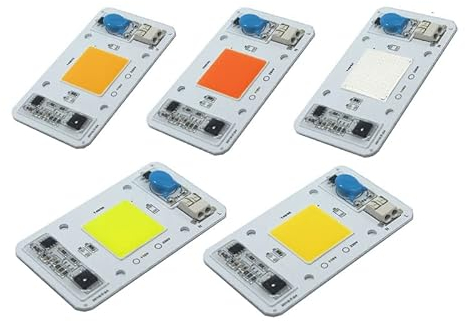 TOPXCDZ Bombillas LED con chip COB de 50 W CA 220 V integrado con controlador IC inteligente, blanco frío, blanco cálido, rojo, verde, azul, amarillo, rosa, espectro completo (blanco 6500 K)