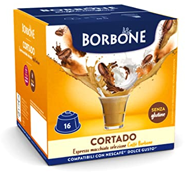 Caffè Borbone Cortado - Espresso Macchiato - 64 Capsules (4 packs of 16) - Compatible with Nescafè Dolce Gusto Coffee Machines