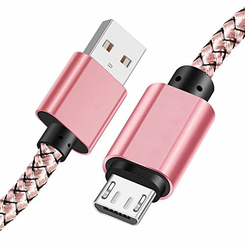 YSJJZRL Câble micro USB (2 m) en nylon tressé durable, compatible avec les appareils USB A vers micro USB - Or rose
