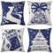 LuxFocus Kissenbezug Weihnachten, 4er Set Kunstleinen Blau Hirsch Dekokissen Kissenhülle Weihnachtsbaum für Sofa Wohnzimmer Schlafzimmer 45 x 45 cm
