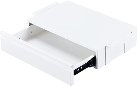 OSteed Large Under Desk Drawer 45cm Metal White, Pull-out Shelf Organiser, Under Shelf Drawer with Large Slide Extension, Desk Extender Mount Under Flat Wooden Table or Workbench, Normal_Version