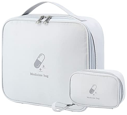 JOKILY 2stk Medikamententasche Große Kapazität, Leer Wasserdicht Notfalltasche Erste Hilfe Tasche, Reiseapotheke Tasche, Medizin Aufbewahrungstasche für Reisen Unterwegs Home Office Büro (Grau)