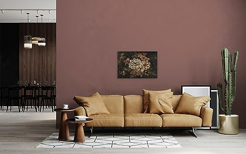 A.S. Création Leinwandbild Blütendesign, Ölgemälde im Vintage Look - Kunstdruck Beige Braun Schwarz - 90x60 cm Querformat - Moderne Wanddekoration Schlafzimmer Wohnzimmer - Bild auf Keilrahmen