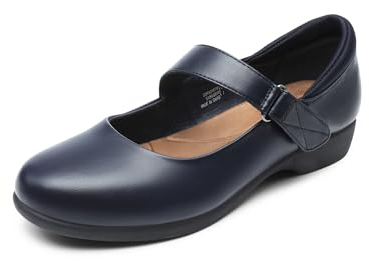 DREAM PAIRS Ballerines Femme Mary Jane Confortables à Petit Talon, Chaussures Plates avec Bride Ajustable pour Travail, Ville ou Quotidien,Size 39,Marine,SDFA2407W
