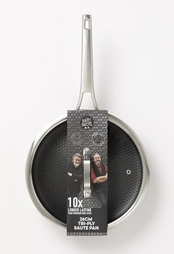 Hairy Bikers Hex Guard, 26CM Saute Pan, Stainless Steel, Non-Stick, Oven Safe, Metal Tool Safe, Dishwasher Safe, PFOA Free, Suitable for All Hobs
