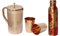 BRACOP® Wasserkrug mit 2 Gläsern Kupferbecher Ayurveda-Kupferbecher auslaufsichere Flasche Wasserflasche mit Deckel Trinkgeschirr aus reinem Kupfer Wasserspender Krug Kupferkrug Trinkflasche