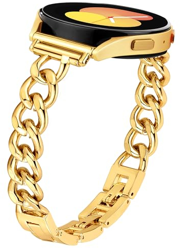Ocaer Kompatibel mit Samsung Galaxy Watch 7/FE/6/5/4 Armband 40mm 44mm/ 6 Classic 43mm 47mm/5pro 45mm, Metall 20mm Armband für Samsung Watch 4 Classic 42mm 46mm/Active 2, Damen(Gold)