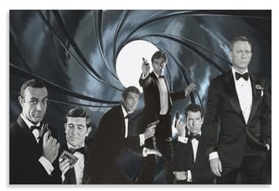 Generisch James 007 Bond Wandposter Leinwand Malerei Dekoration 20 x 30 cm für Wohnzimmer, Schlafzimmer, Küche, Badezimmer, Heim