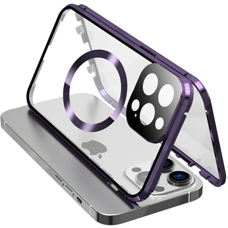 QANXGOG Hülle für iPhone 15 Pro Max/15 Pro/15 Plus/15, Magnetische 360°-Ganzkörperschutzhülle mit Integriertem Kameraobjektivschutz und Fallschutz in Militärqualität,Purple,15 Plus