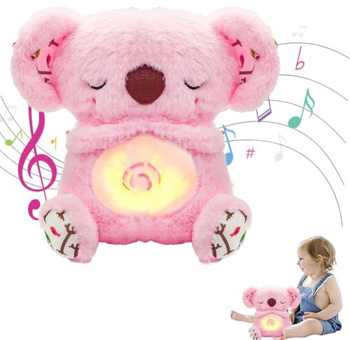 Loutre Qui Respire,ma Loutre Calin Bonne Nuit,Doudou Qui Respire,Peluche Qui Respire,Peluche Veilleuse Bébé Musicale Et Lumineuse, Jouet Respiratoire Koala Bear pour Nouveau-né