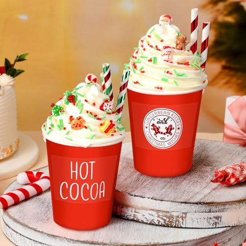 Yousoontic 2 Pcs Christmas Tiered Tray Decor with Faux Whipped Cream Mug Toppers Santa Claus Snowman Gingerbread House Mug Topper for Xmas Winter Holiday Decoration