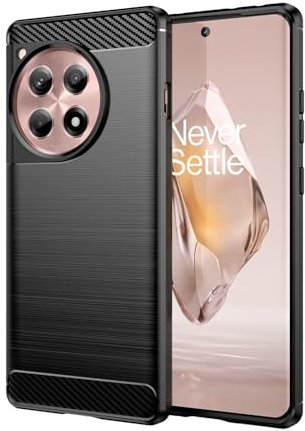 Max Power Digital Funda para móvil OnePlus 12R Carcasa Protectora Antigolpes Silicona Negra Diseño Fibra de Carbono Resistente Absorción de Choque [Compatible Carga Inalámbrica]