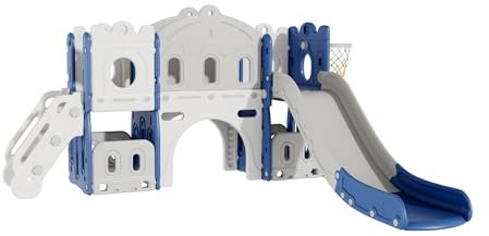 Sianldcone Toboganes Infantiles Exterior Fácil de Montar Tobogan Apto para Niños Toboganes Infantiles Estable y Seguro Tobogán Infantil (Aisle-Blue White)