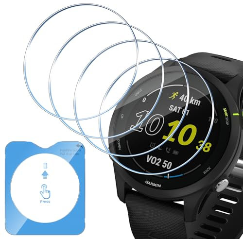 HidWee Verre Trempé pour Garmin Forerunner 255/255 Music 46mm Protection Écran, 4 Pièces 9H Dureté sans Bulles Protection Décran Anti-Huile/Anti-Rayures pour Garmin Forerunner 255 [Transparent]