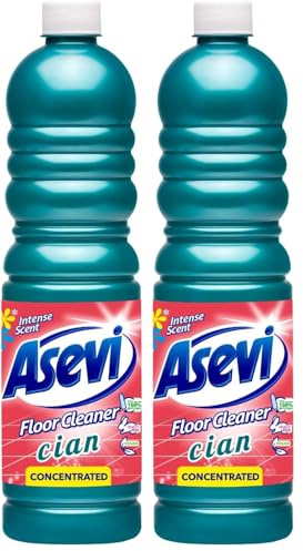 Asevi Concentrated Floor Cleaner Liquid, Hard Floor Cleaner, Laminate Floor Cleaner, 1L, Cian (Pack of 2)