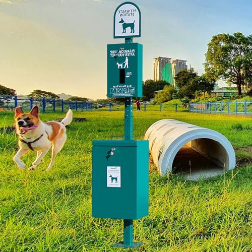 vnmudzeo 100 L Vertical Street Pet Waste Bin Commercial,with Reflective Logo Plate,Outdoor Floor Standing Pet Dog Waste Box Square,for Communities, Parks