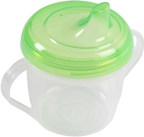 Poupy Tazza Bimbi in Plastica, senza BPA, con due manici e un coperchio con beccuccio, lavabile e riutilizzabile