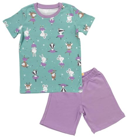 schlummersack Kinder Schlafanzug Mädchen kurz Ballerina Größe 122 6-7 Jahre |Kinderschlafanzüge Jungen zweiteilig | Schlafanzug Winter Mädchen Kuschel Pyjama Kinder Set Baumwolle