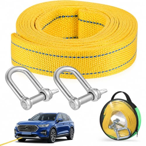 Abschleppseil für PKW, 4 Meter, 5 Tonnen (11000 Lbs), Auto-Abschleppseil für Pannenhilfe und tägliches Abschleppen, inkl. 2 Sicherheits-U-Ring-Haken und Aufbewahrungstasche