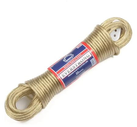 Everlasto Everstrong Ligne de lavage de linge en PVC de qualité supérieure avec noyau en acier 4,7 mm d’épaisseur (Or, 4,7 mm x 30 m)