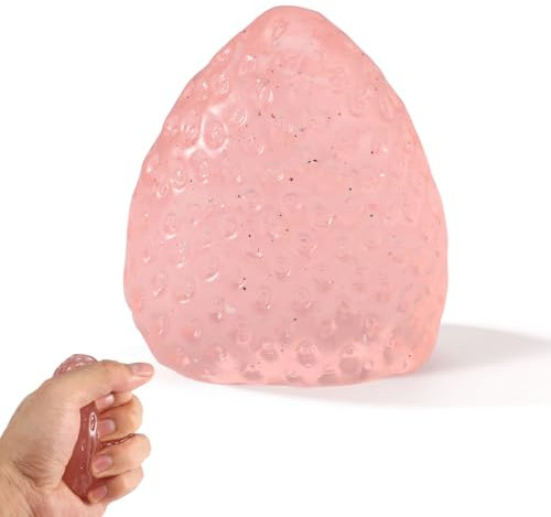 Juguetes Blandos de Fresa, Juguetes Antiestrés de Fresa Kawaii Cosas Divertidas y Novedosas Juguetes Blandos Descompresión con Ventilación para la Escuela y la Oficina (Rosa)
