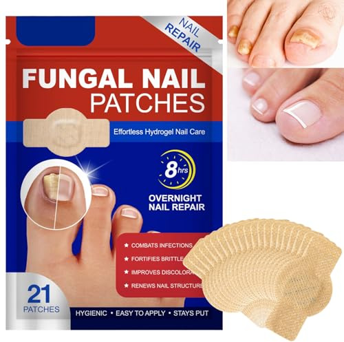 VLUVLA 21PCS Fungal Nail Patches, Anti-Fungal Toenail Treatment Plasters for Nail Fungus, Damaged Nail Repair & Discoloration, Breathable, Gentle Nail Care Patches for Fingernails & Toenails