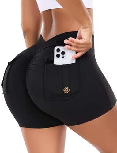 STARBILD Damen Fitness Shorts High Waist Bauchweg Control, Kurze Leggings mit Po Lifting Scrunch Design, Sport Shorts Push Up für Yoga Gym Laufen