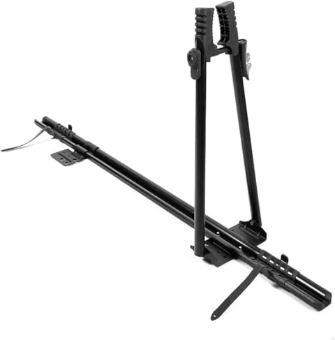 Axenture Roof Bike Rack for Car Roof Bars, Bike Carrier for 1 Bike, Black | Lockable Aluminium Bicycle Holder, Fits 26-29 Inch Wheels & Tyres up to 4 Inch, 46-89cm Bar Spread, Key & Straps Included
