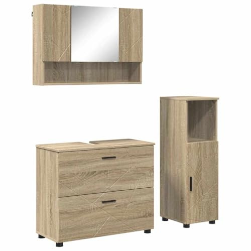 vidaXL Bathroom Furniture Set 3 pcs Sonoma oak 76.5 x 35 x 64 cm,