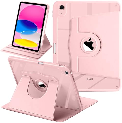 Funda Giratoria para iPad (A16) 11.ª/10.ª Generación (2025/2022) con Soporte para Pencil, Carcasa Case Soporte Rotación de 360 Grados Cover Respaldo Clara, Auto-Sueño/Estela, 3-Rosa