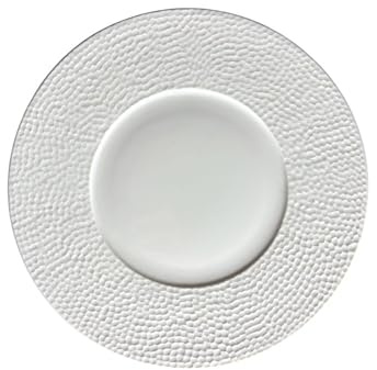 Generisch Weißes Teller-Set, 6 Stück, mit Hammerschlag-Muster, Rund, 27 cm, Flach, für Gastronomie und Haushalt