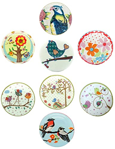 G Decor Garden Birds Floral Assorted Designs Ceramic Door Knobs, Vintage, Shabby Chic, Interior Furniture, Cabinet Cupboard Drawers Pulls Handles (8-Pack)