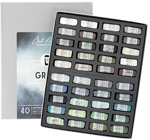 Jack Richeson 422978 Hand Rolled Soft Pastels 40 Piece Value Set, Grey