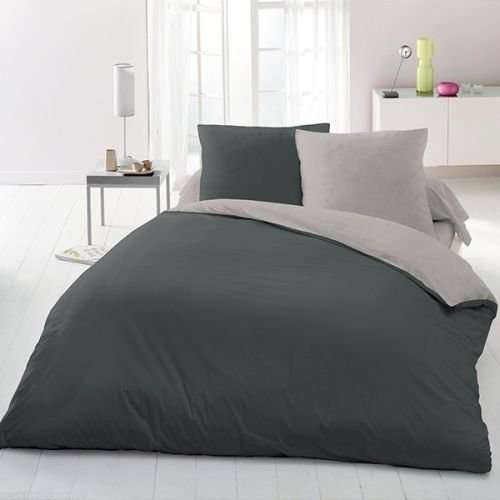 Home Passion Edelweiß 61200 Bettwäsche 3 teilig Mikrofaser hellgrau/dunkelgrau 240 x 220