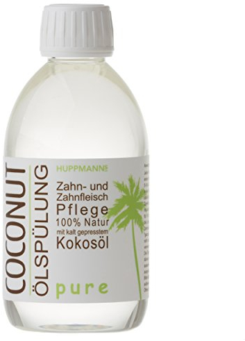 Huppmann's Coconut Mund-Ölspülung pure3 Monatsbedarf, Mundziehöl zum Ölziehen aus natürlichen Inhaltsstoffen, Mundspülung mit Kokosnussöl, Ölziehlösung