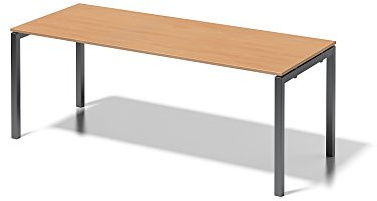 BISLEY Cito Schreibtisch, 740 mm höhenfixes U-Gestell, Metall, Bc334 Dekor Buche, Gestell Anthrazitgrau, 80 x 200 x 85 cm