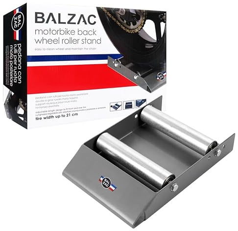 BALZAC Cavalletto Alza Moto | Pedana Con Rulli per Ruota Posteriore | Universale | Semplice da Utilizzare |