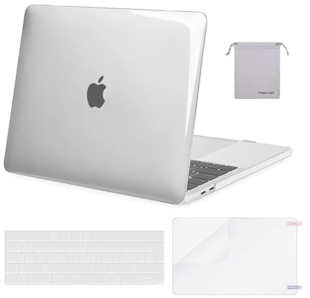 MOSISO Cover Compatibile con MacBook PRO 15 Pollici Custodia 2019 2018 2017 2016 Rilascio A1990 A1707 Touch Bar,Plastica Rigida Case&Copritastiera&Proteggi Schermo&Borsa Portaoggetti, Cristallino