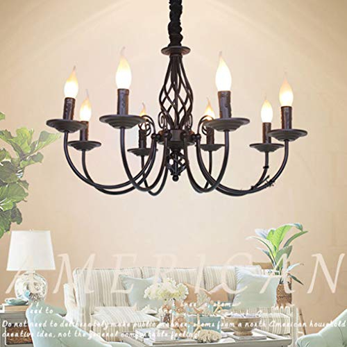 Pendelleuchte Antik Industrie Hängeleuchte Klassische Anhänger Kerze Kronleuchter Höhenverstellbar E14 Schmiedeeisen Hängelampe Landhausstil Stil Wohnzimmer Einfach Pendellampe,Bronze,8 heads