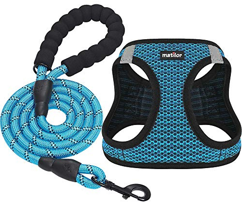 matilor Dog Harness Step-in Breathable Puppy Cat Dog Vest Harnesses for Small Medium Dogs Blue