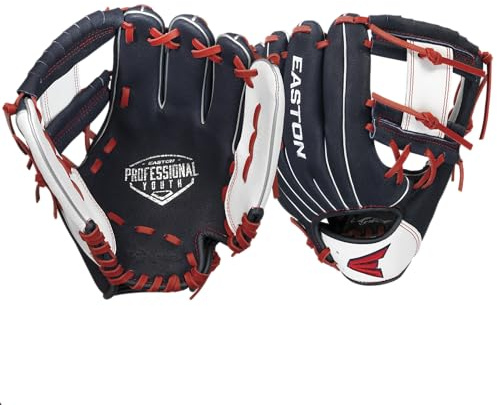 Easton | PROFESSIONAL YOUTH Baseball Glove | 10 | RHT | Navy/White/Red | I Web | PY10BR