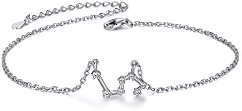 ChicSilver Silber Damenkette Sternzeichen Löwe Anhänger Sternbild Fußkette mit Schmuckbox für Paar Pärchen