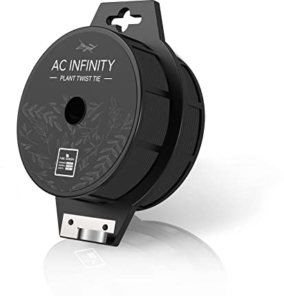 AC Infinity Pflanzenbinder 100 m mit Cutter – Wiederverwendbarer schwarzer Draht mit Schneidefunktion zur Pflanzenstütze, für Garten und Haushalt