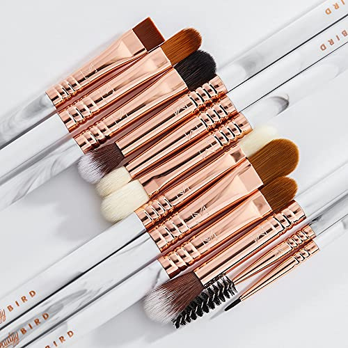 Sigma Beauty x BeautyyBird The Dream Eye Brush Set - Includes 12 Different Eye Brushes with Beauty Bag - Marble & Rose Gold Eyeshadow Brush Set for Versatile Eyeshadow – vegan, synthetic