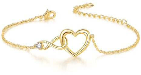 vissen Bracelet Femme Coeur et Infini Plaqué or Acier Inoxydable Friends Bijoux Femme Cœur Bracelet Amitié