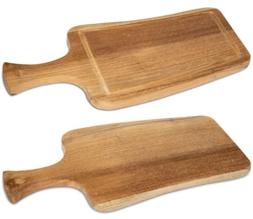 Servierbrett Holz Teak ca. 50cm naturbelassen Schneidebrett Steakbrett Küchenbrett Frühstücksbrett